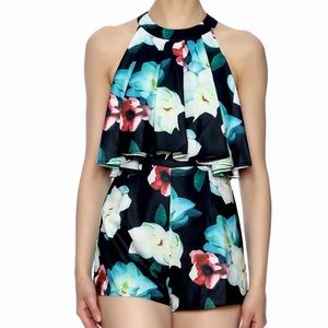 Floral Print Halter Romper
